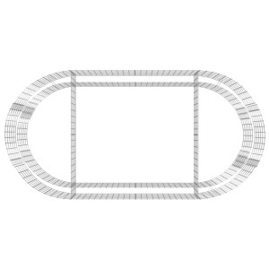 Leeres, verzinktes Gabionen-Hochbeet (200x100x50 cm) von furnicato, Draufsicht.