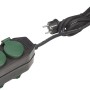 Schwarze 4-fach Steckdosenleiste mit 2 m Kabel für den Außenbereich.