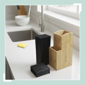 Relaxdays Messerblock Bambus Natur Schwarz 25,5 cm x 11,5 cm x 18 cm 2 kg