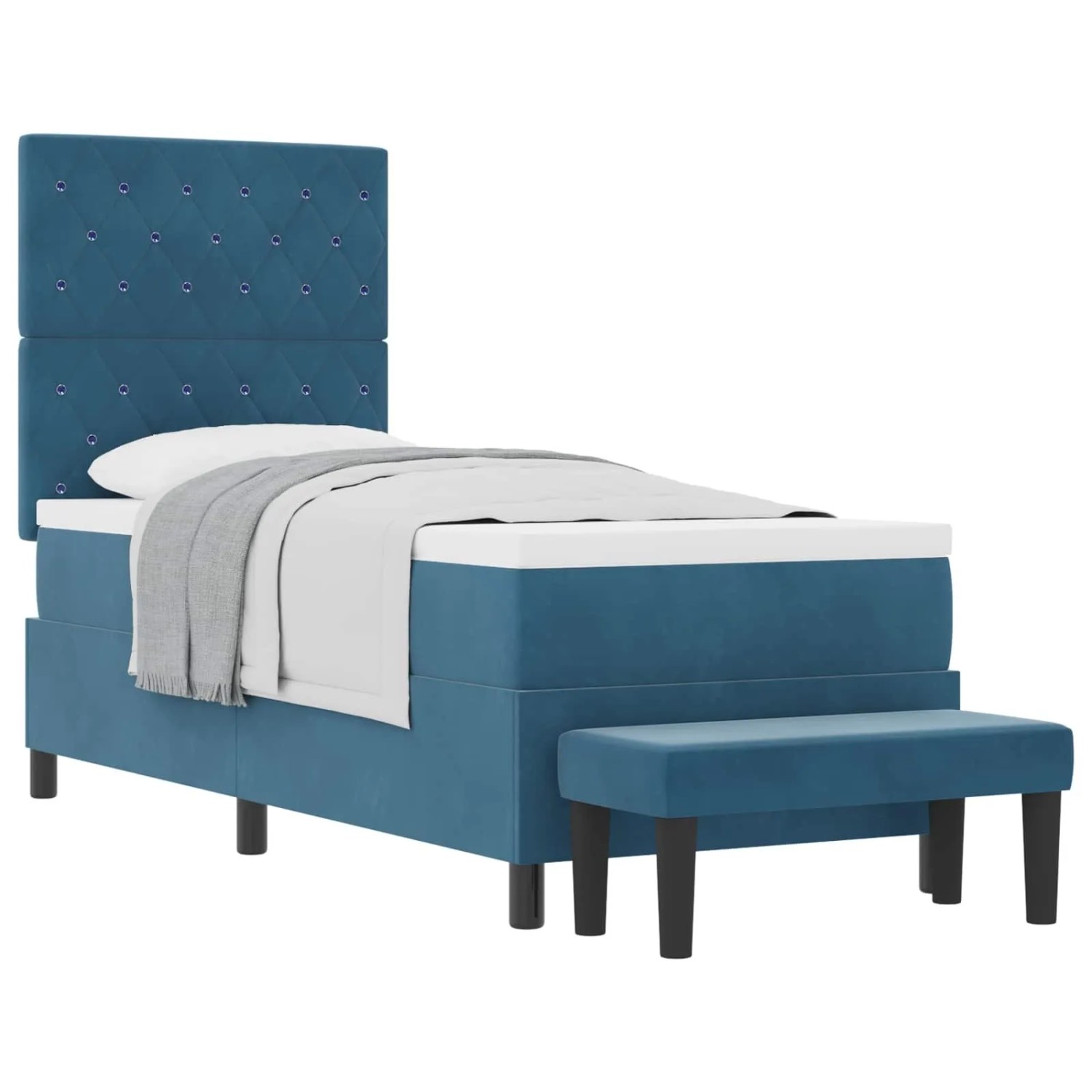 vidaXL Boxspringbett mit Matratze Dunkelblau 80 x 200 cm Samt 3344412