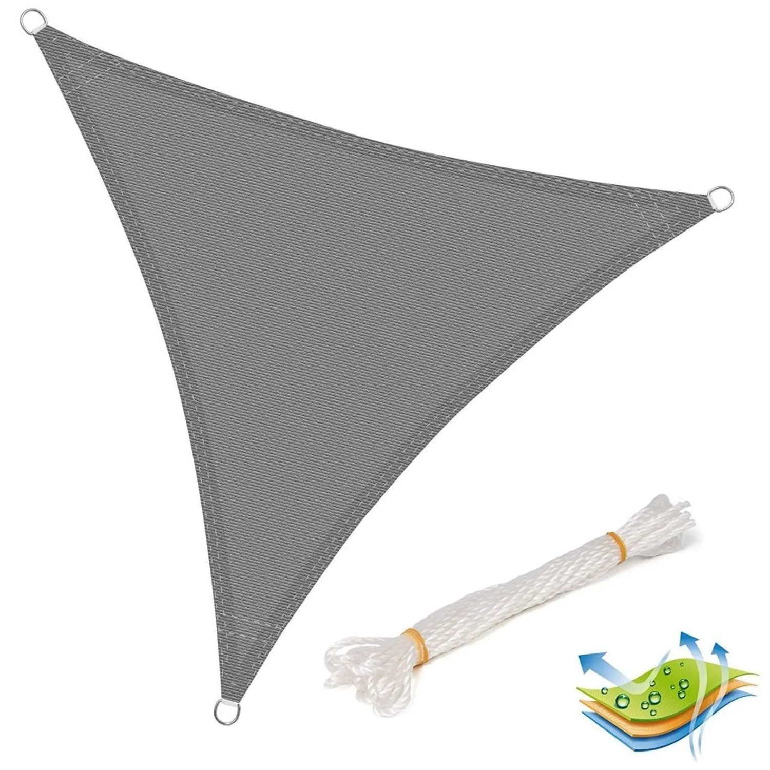 WOLTU Sonnensegel Sonnenschutz Atmungsaktiv HDPE Grau 3x3x3 m