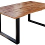 SAM Esstisch mit Baumkante aus Mango, 160x85 cm, schwarzes U-Gestell.
