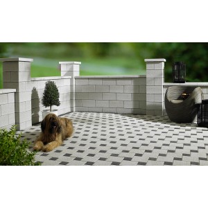 Gartenmauer Gomera Halbstein Weiß 20x20x20 cm als Grundstücksbegrenzung.