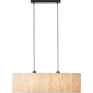Brilliant Pendelleuchte Wimea, 2-flammig, schwarz und naturfarben aus Seegras.