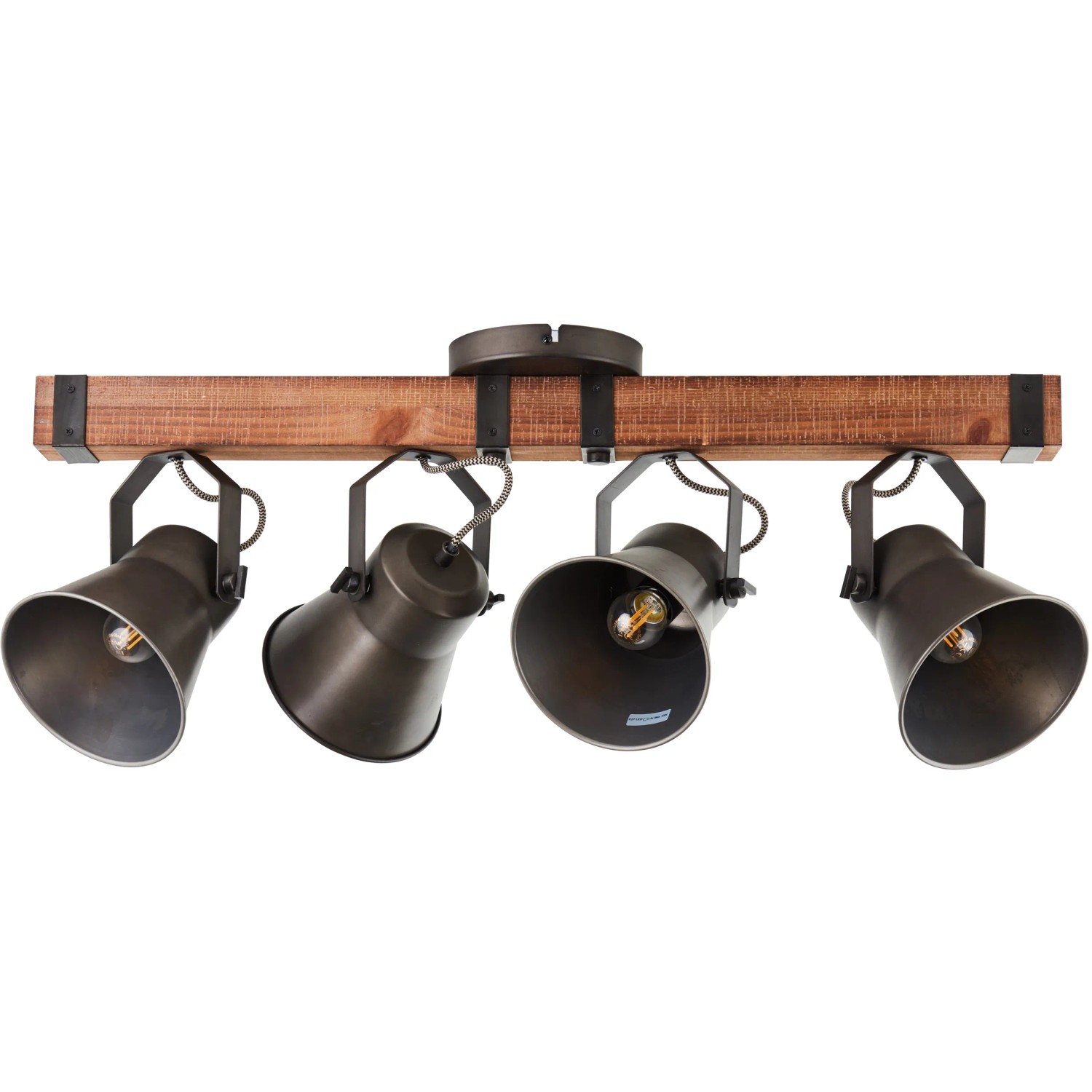 Brilliant Spotbalken Decca, 4-flammig, schwarz/Holz, für flexible Beleuchtung im Innenbereich.