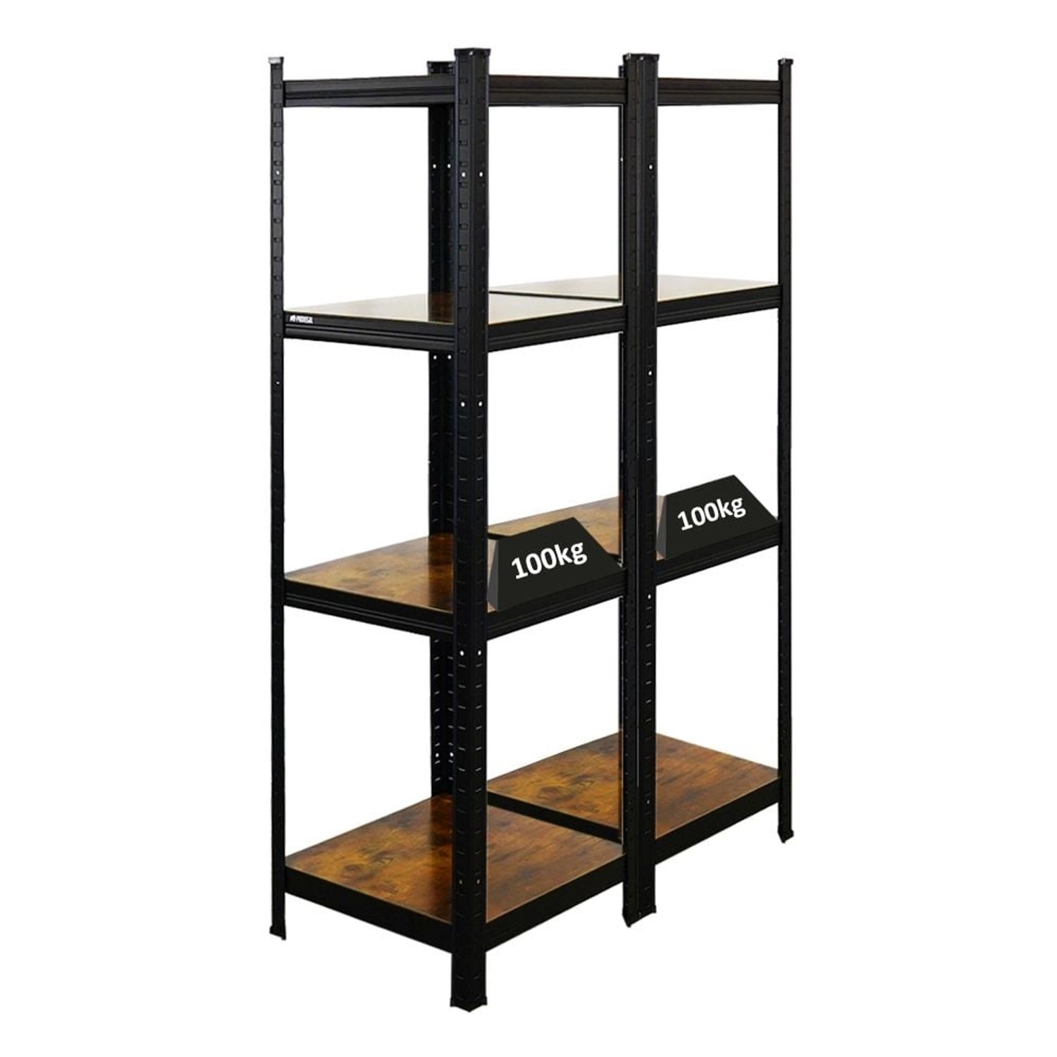 PROREGAL 2er Vintage Series Schwerlastregal Ragnar Set HxBxT 150x45x45cm Fachlast 100kg Vintagebraun-Schwarz
