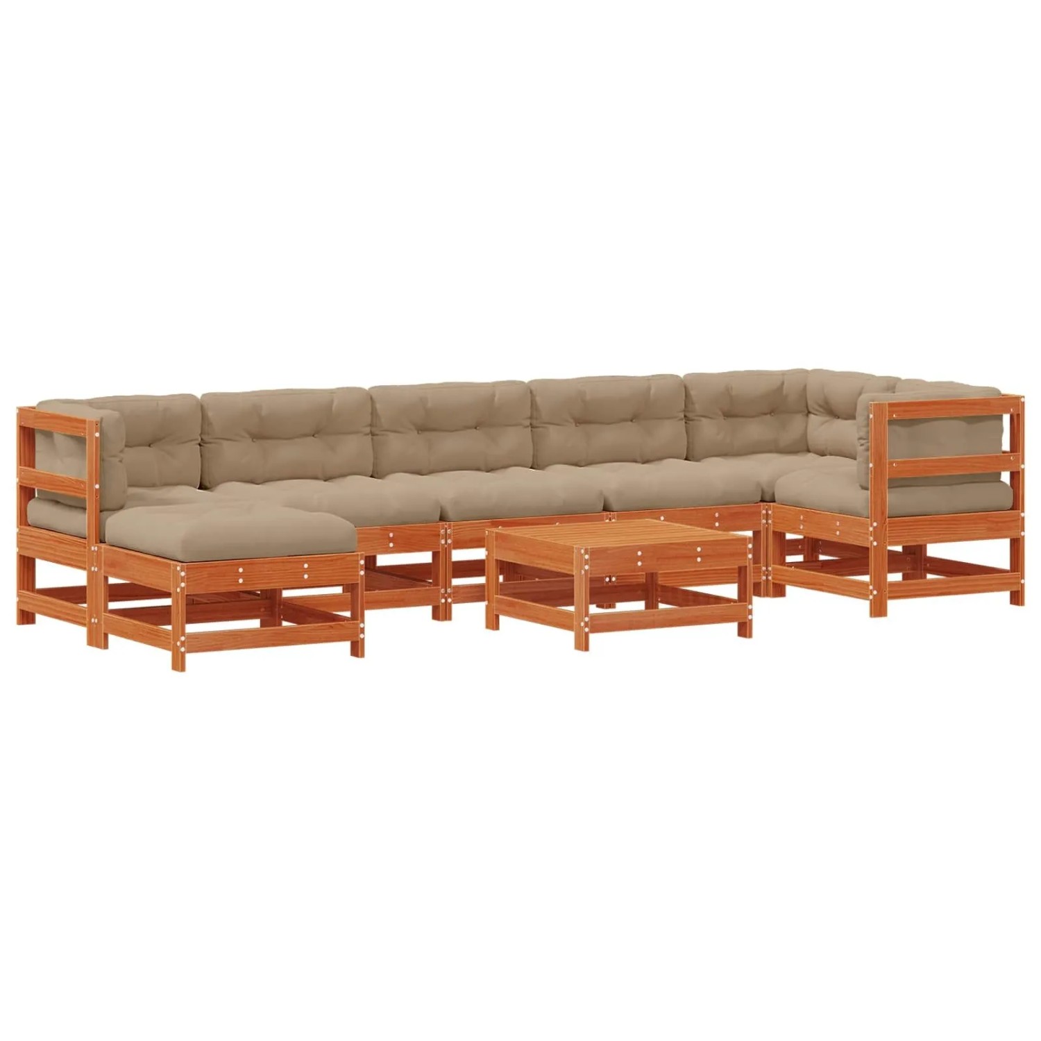 vidaXL Garten-Lounge-Set 8-Tlg Wachsbraun Massives Kiefernholz 3418094