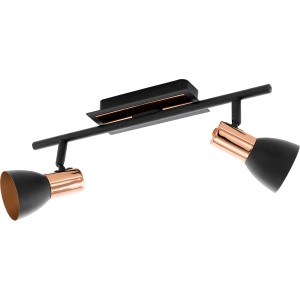 Eglo LED-Spot Barnham, 2-flammig, Stahl schwarz-kupferfarben.