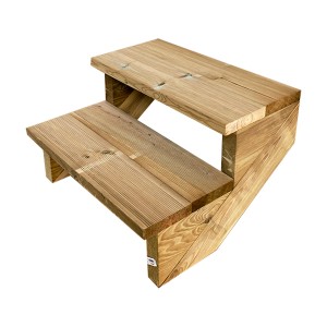 Vinuovo Außentreppe aus Holz, 2 Stufen, 60cm breit, ohne Setzstufen.