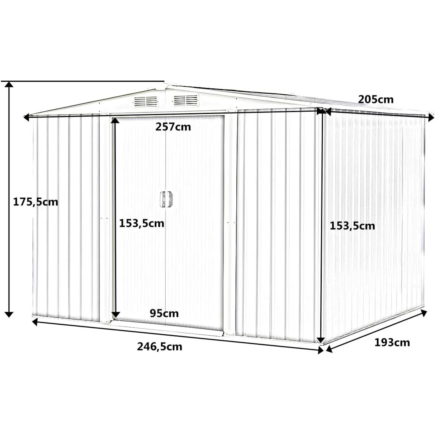 Costway Metall Gerätehaus Gartenhaus 205x257x175,5cm Grün_3