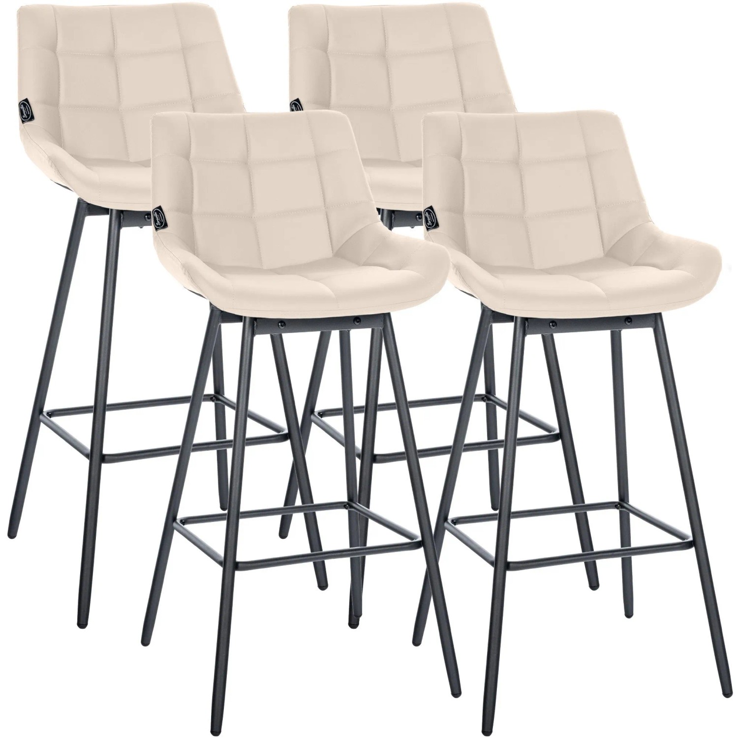 CLP 4er Set Barhocker Weston Schwenkbar Creme/Kunstleder