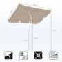 Technische Zeichnung: Sekey rechteckiger Balkonschirm, 200x125 cm, höhenverstellbar, mit Maßen.