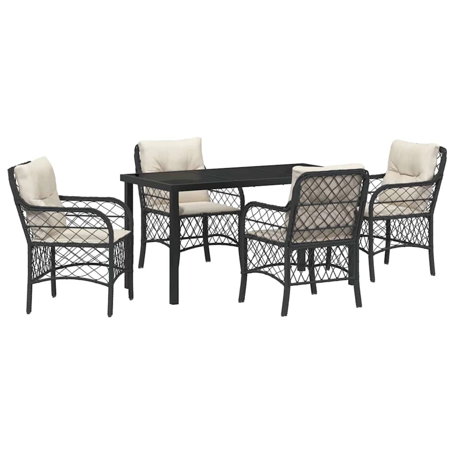 vidaXL Garten Essgruppe mit Kissen 5-Tlg Schwarz Poly Rattan 3380199 günstig online kaufen