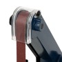Detailaufnahme: EBERTH Bandschleifmaschine mit Schleifband und Schutzvorrichtung.