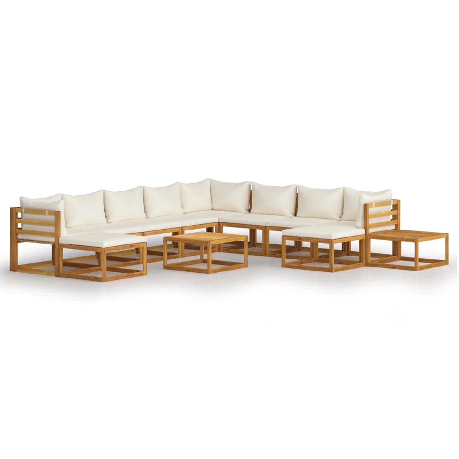 vidaXL 12-tlg Garten-Lounge-Set mit Auflagen Creme Massivholz Akazie