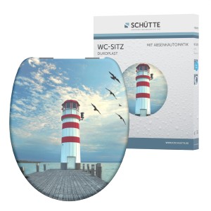 Schütte WC-Sitz Lighthouse mit Absenkautomatik, Duroplast, Leuchtturm-Motiv.