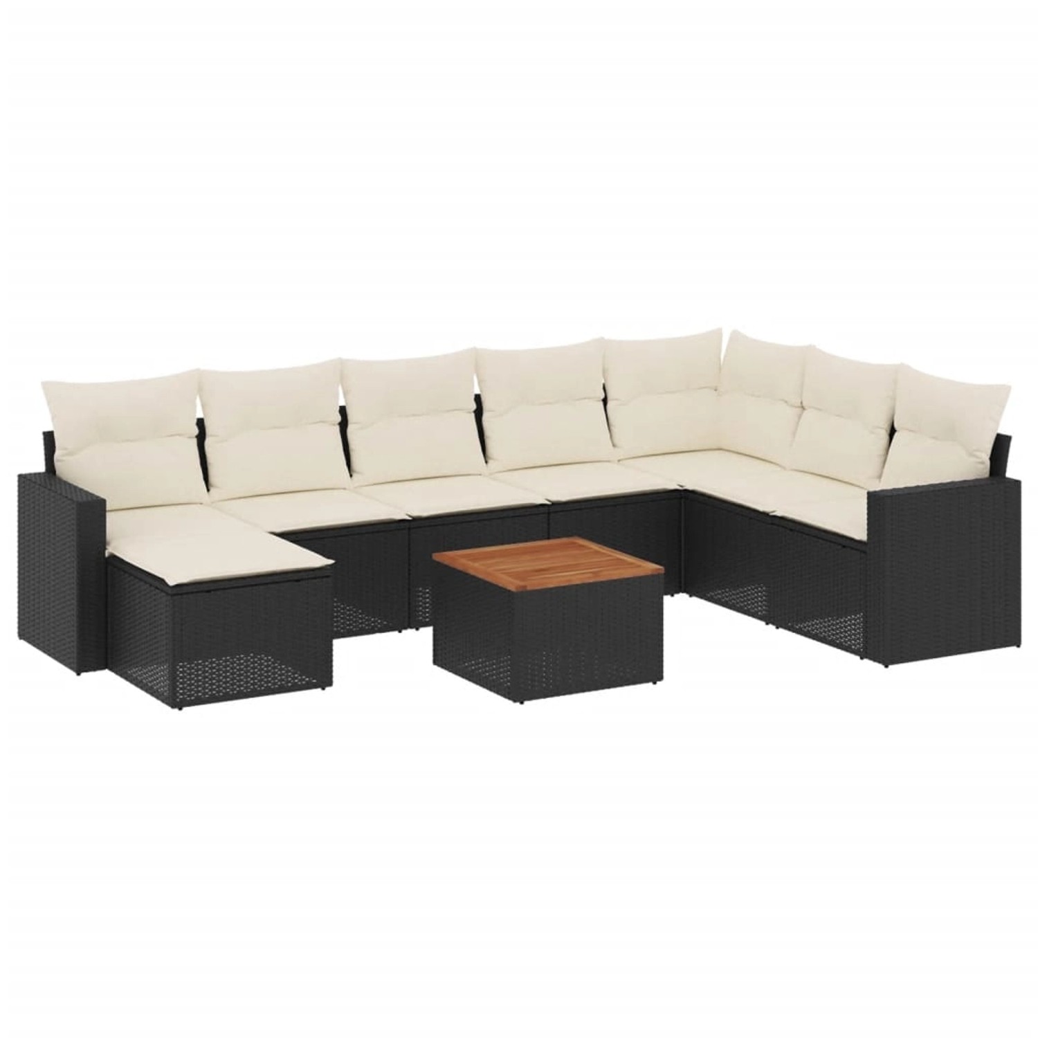 vidaXL 9-Tlg Garten-Sofagarnitur mit Kissen Schwarz Poly Rattan 3257029 günstig online kaufen