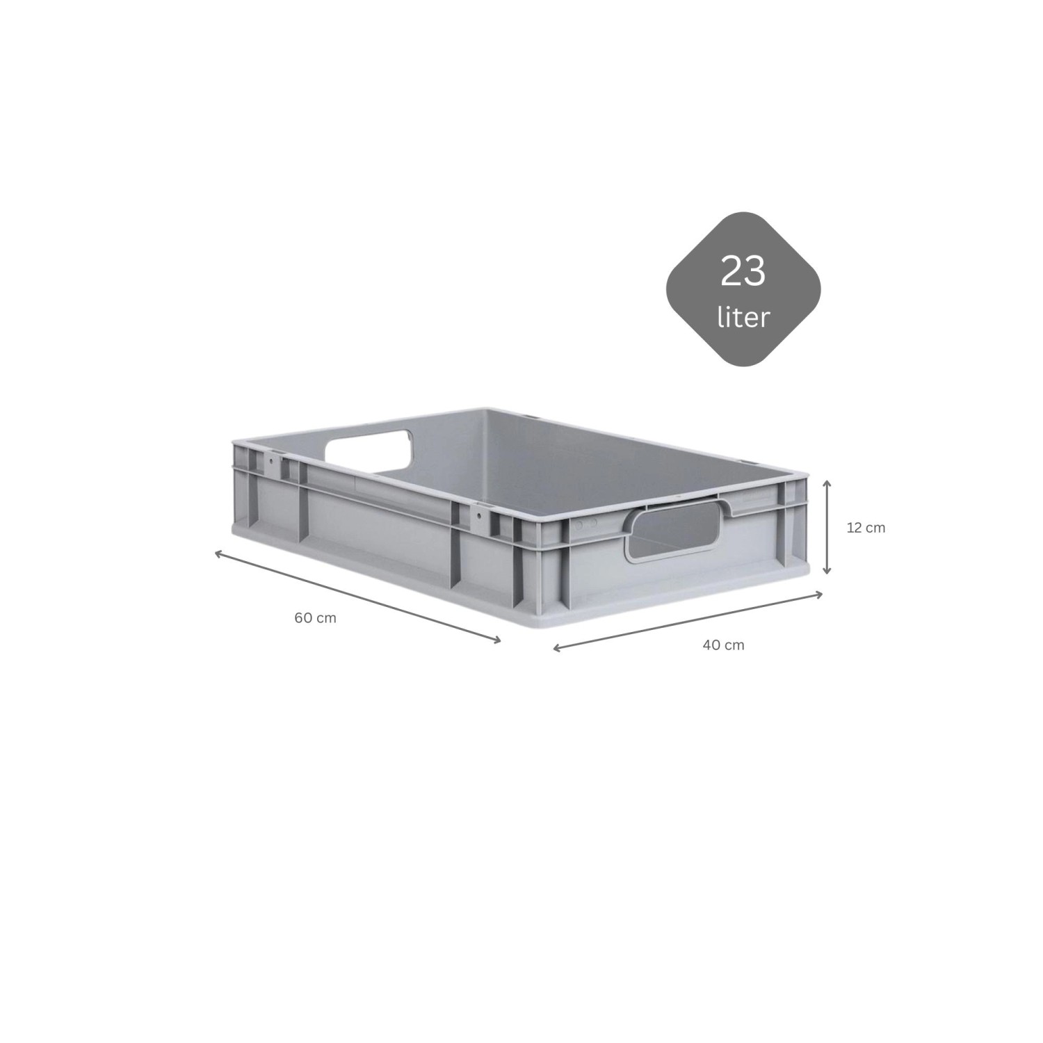 PROREGAL Eurobox Spar Set, 23L, grau. Aufbewahrungsbox mit Griffen und Auflagedeckel. Ideal für Lagerung.