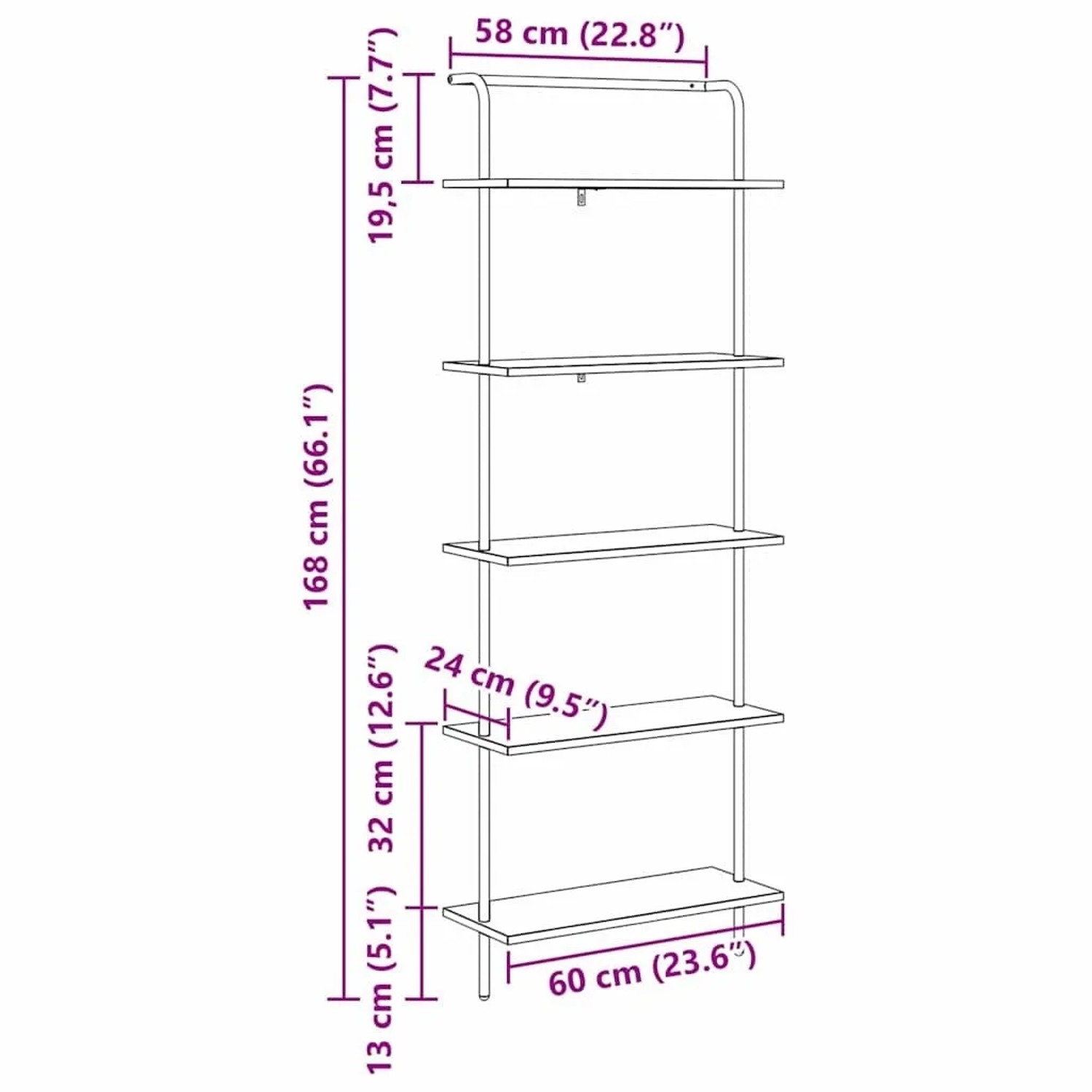 vidaXL Bücherregal Artisan-Eiche 60 x 24 x 168 cm Holzwerkstoff 879970_11