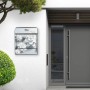 Banjado Design Briefkasten, schwarz pulverbeschichtet mit Lotus Motiv und Zeitungsfach.