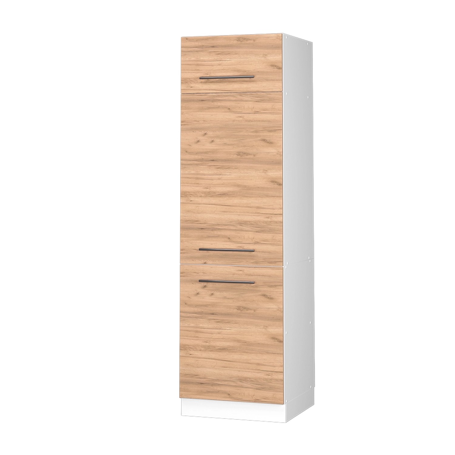 Vicco Kühlumbauschrank Fame-Line Hochschrank für die Küche Goldkraft Eiche/Weiß 60 cm