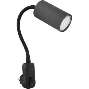 Schwarze Globo Wandlampe Robby, 1-flammig, mit Flexarm und Schalter. Ideal als Leselampe.