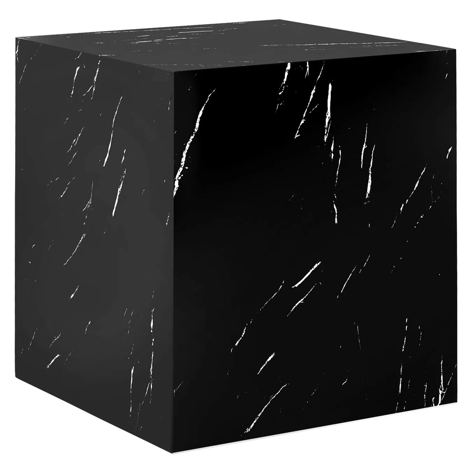 Tectake Couchtisch Lasley Minimalistisches Design Robustes Mdf In Marmoroptik 45 x 45 x 50 cm 45 x 45 x 50 cm Marmor Optik Schwarz