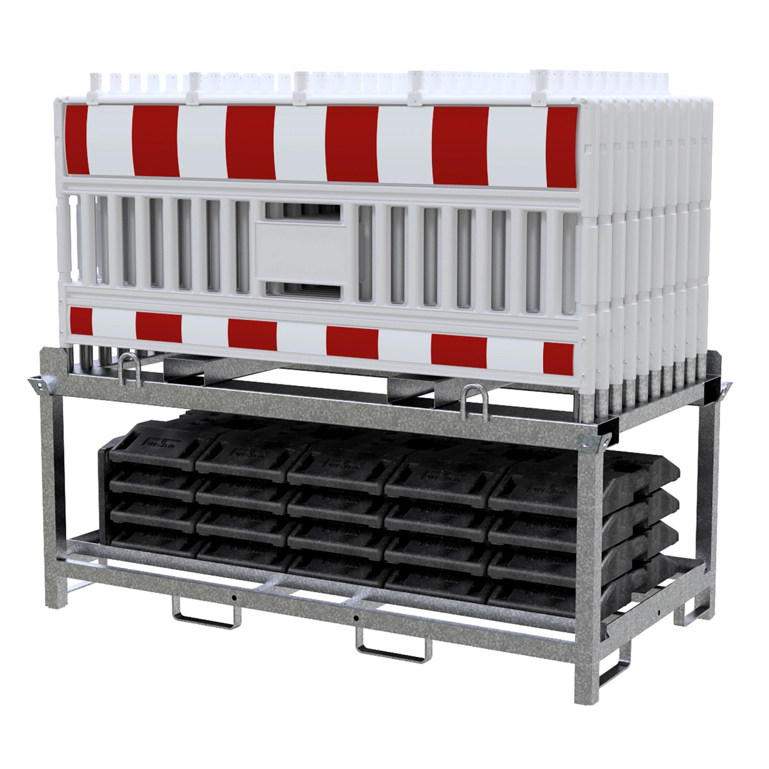 Schake Set-Absperrschranken Euro 3 Lager Traverse Adapter RA2/B Weiß-Rot 20 Stk.