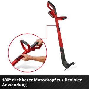 Einhell Akku-Rasentrimmer GC-CT 18/2411 Li P-Solo, rot-schwarz, mit 180° drehbarem Motorkopf für flexible Rasenkantenpflege.
