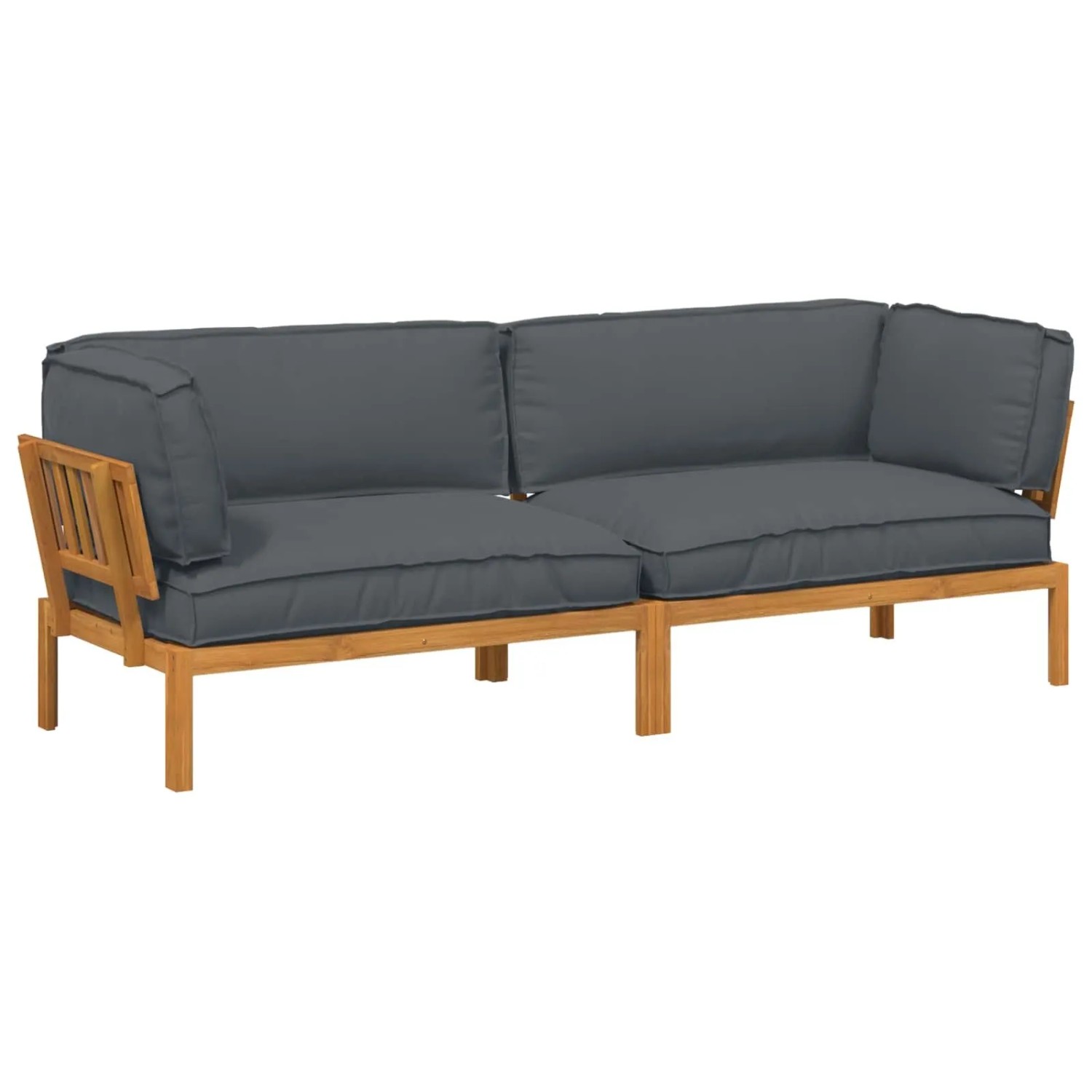 vidaXL Sofa Set mit Kissen Uni 2-Tlg Anthrazit Massivholz Akazie 3418524