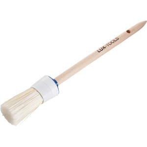 LUX Ringpinsel Lack Gr. 6 mit hellem Holzgriff und weißen Borsten für Lackierarbeiten.