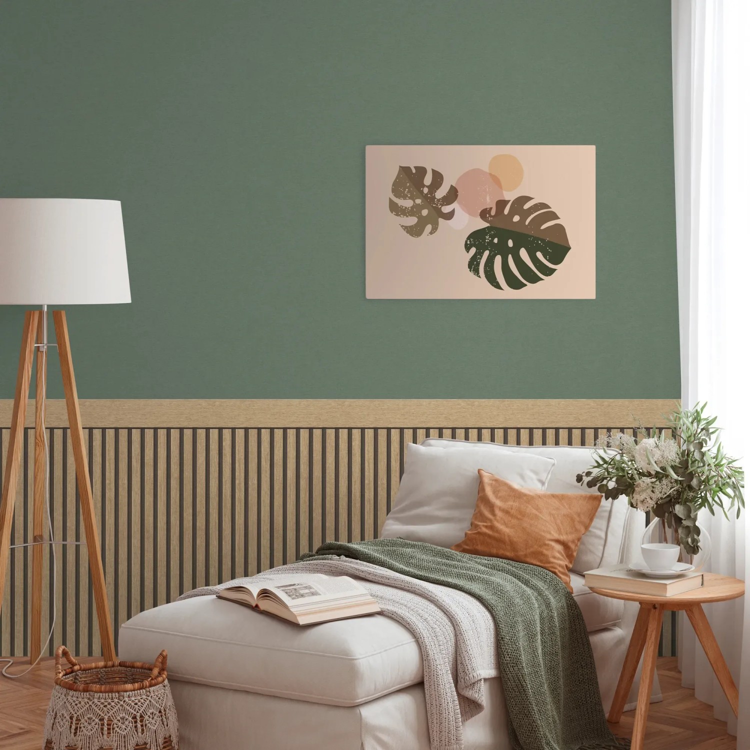 A.S. Creation Vliestapete Wallpanel mit braun-schwarzem Monstera-Blatt Design.