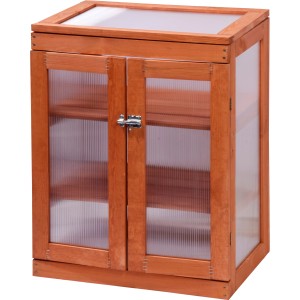 Frühbeet Schrank aus Kiefernholz (FSC®), mit Türen und aufklappbarem Dach für Anzucht.