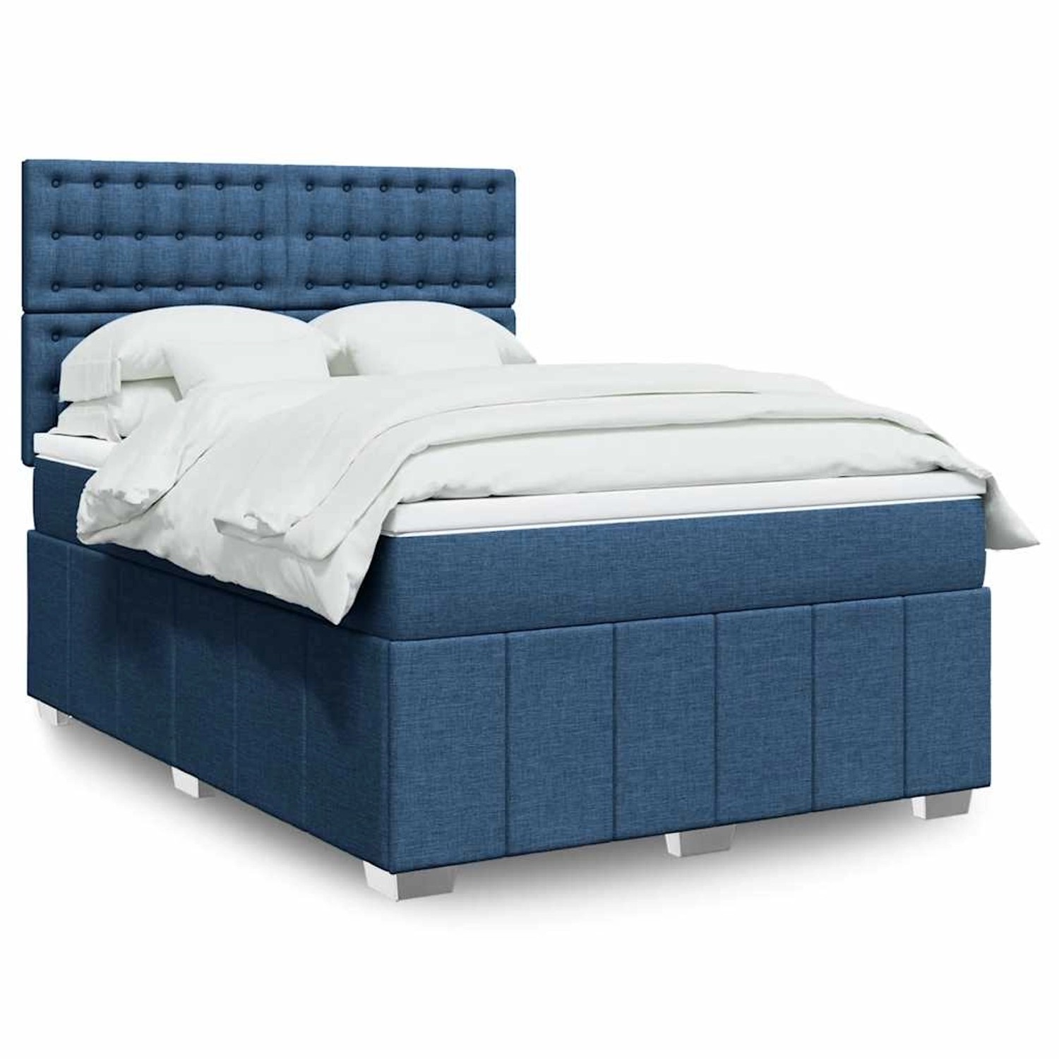 vidaXL Boxspringbett mit Matratze Blau 140x190 cm Stoff 3293983