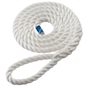 Weiße Seilflechter Fenderleine Fibron, 10 mm Durchmesser, mit gespleißter Öse.