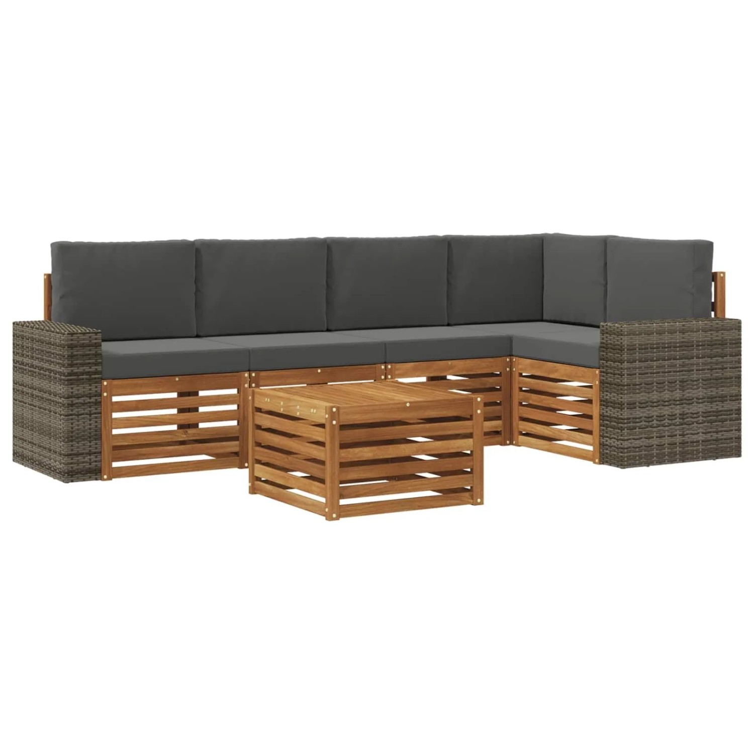 vidaXL Ecksofa Set 6 Stk Natur und Anthrazit Massivholz Akazie 3384398
