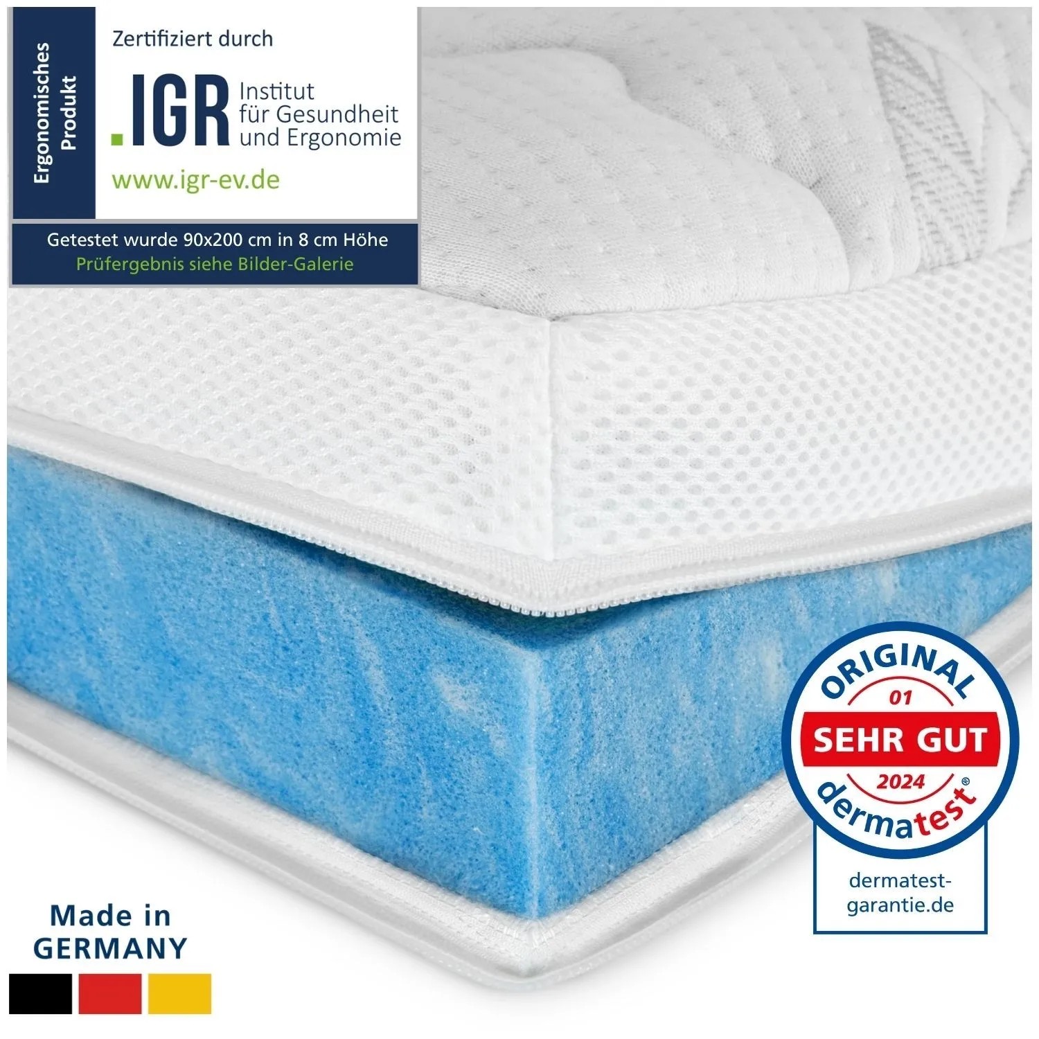 AM Qualitätsmatratzen Premium Plus Gelschaum Topper RG50 Made in Germany 200x200cm_2