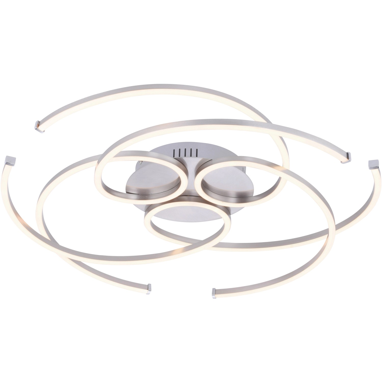 Moderne LED-Deckenleuchte Danilo in Stahloptik, 70x63 cm, dimmbar und warmweiß.