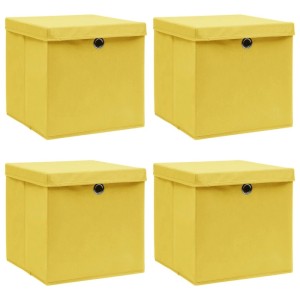 vidaXL Aufbewahrungsboxen mit Deckeln 4 Stk Gelb 32x32x32 cm Stoff 288366