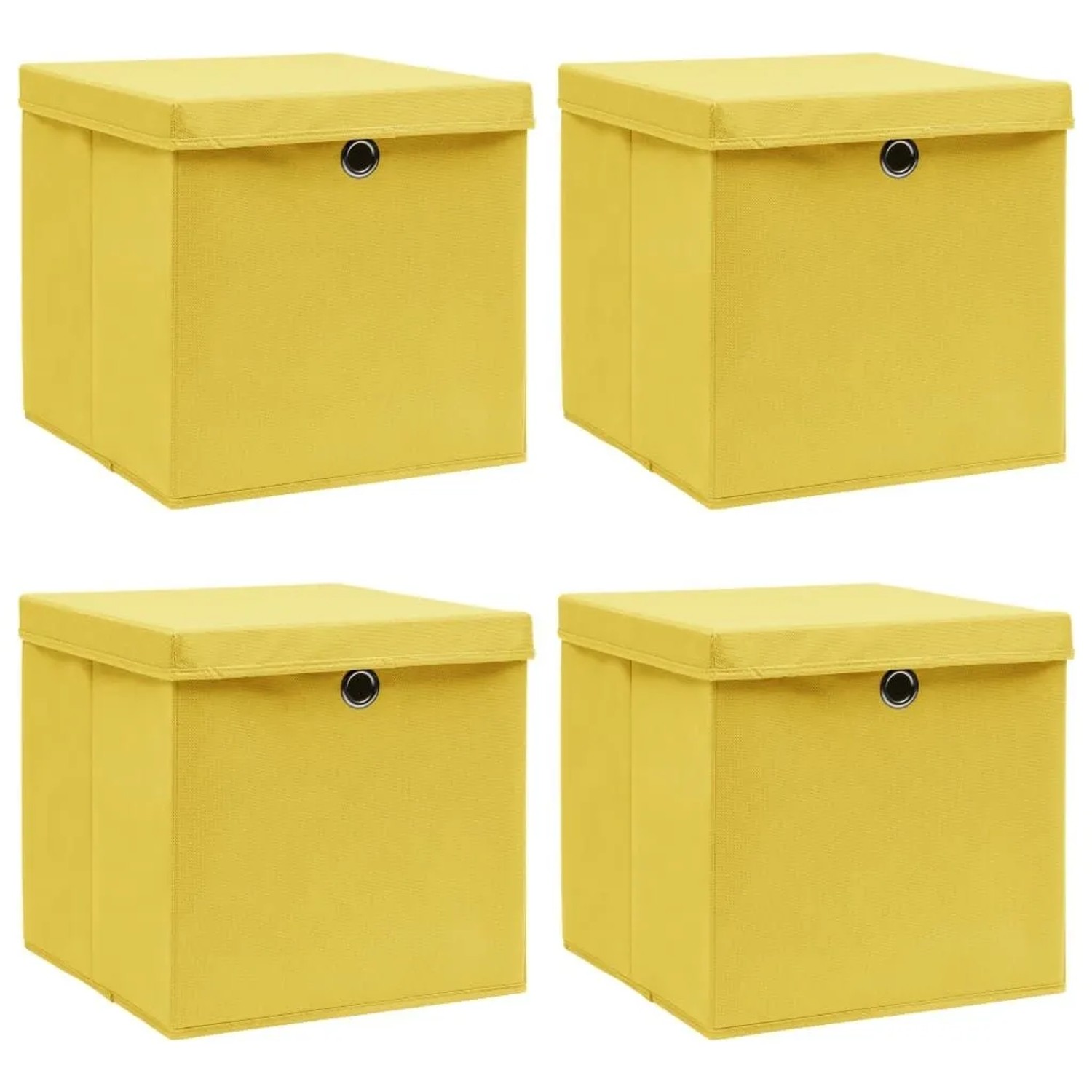 vidaXL Aufbewahrungsboxen mit Deckeln 4 Stk Gelb 32x32x32 cm Stoff 288366