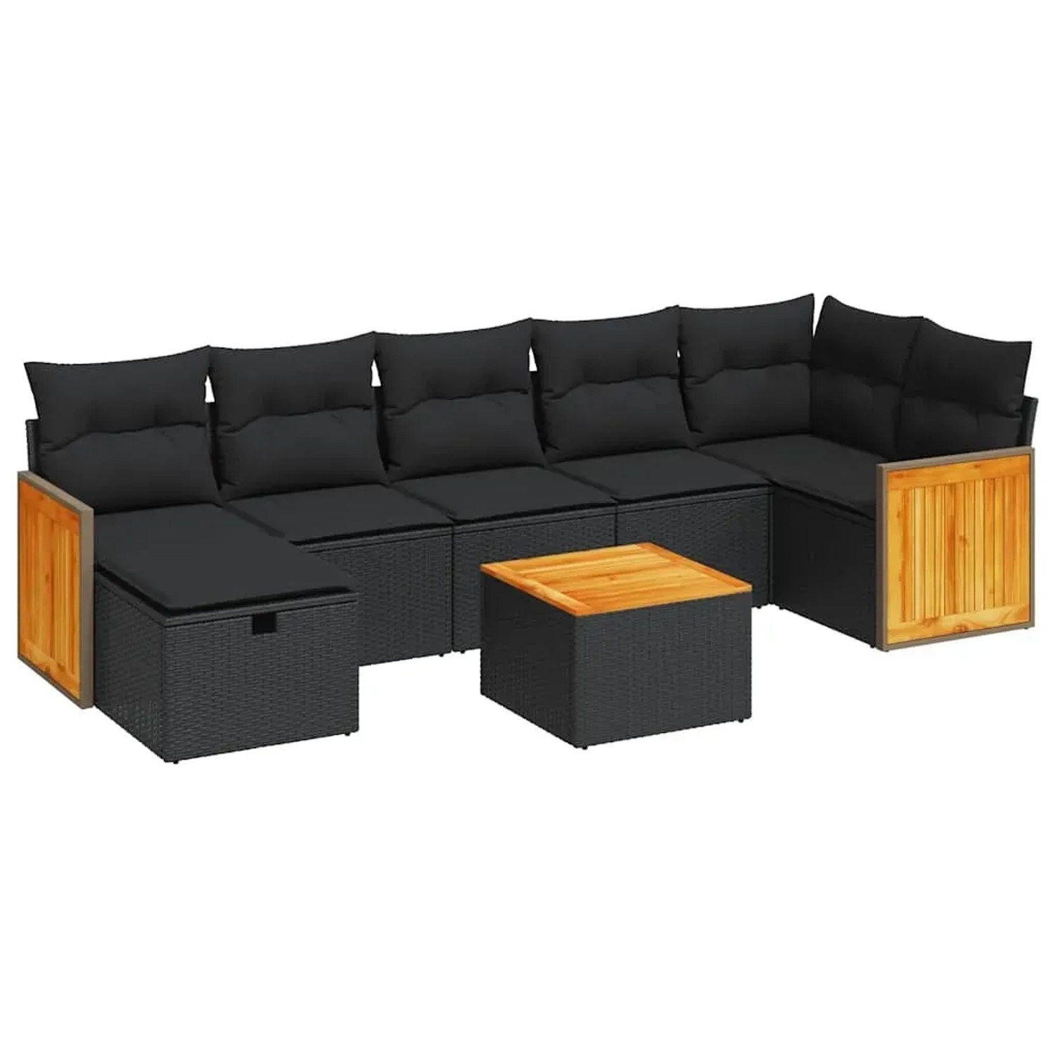 vidaXL 8-Tlg Garten-Sofagarnitur mit Kissen Schwarz Poly Rattan 3326045 günstig online kaufen