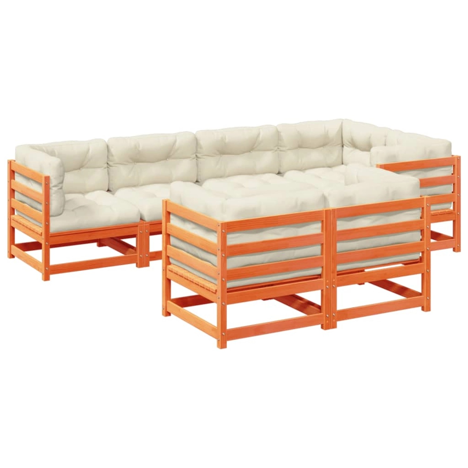 vidaXL 7-Tlg Garten-Sofagarnitur mit Kissen Wachsbraun Kiefernholz 3299494 günstig online kaufen
