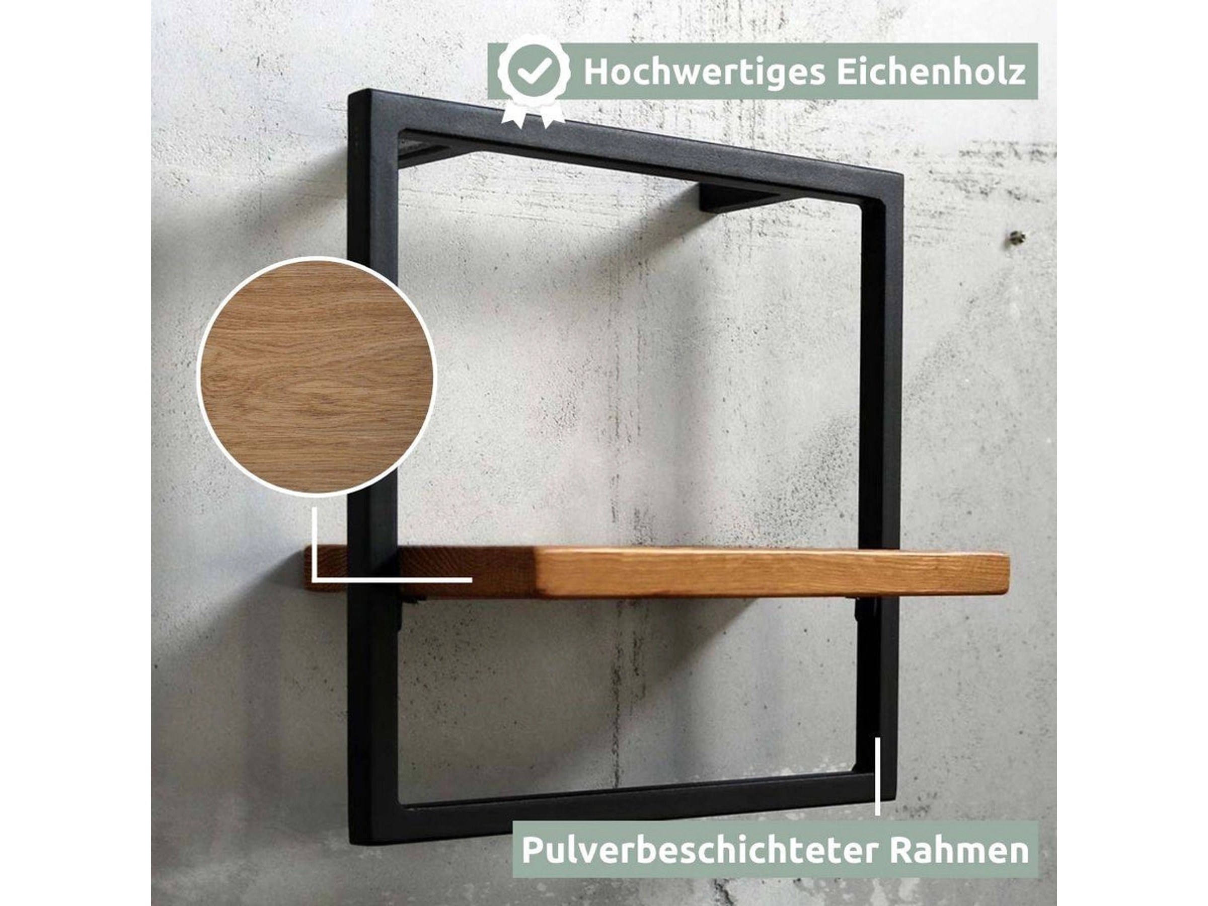 Holz4home® Wandregal Small 30x15x30 Cm - Schweberegal Aus MDF & Metall, Schwarz, Inkl. Befestigung