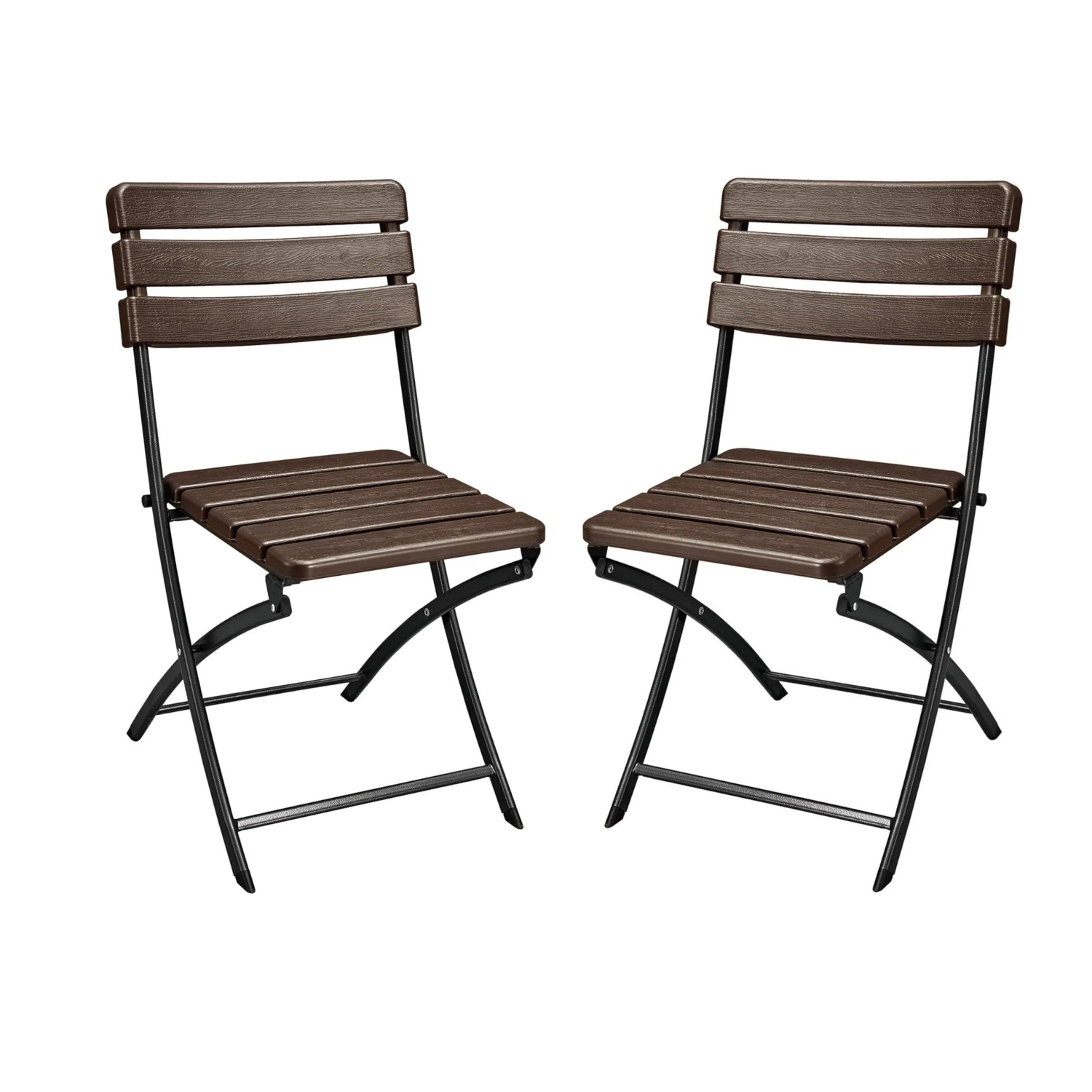 DELUKE Gartenstuhl 2er Set LENA Holz-Optik Kunststoff Braun Klappstuhl Wetterfest Gartenstühle Outdoor Balkonstühle