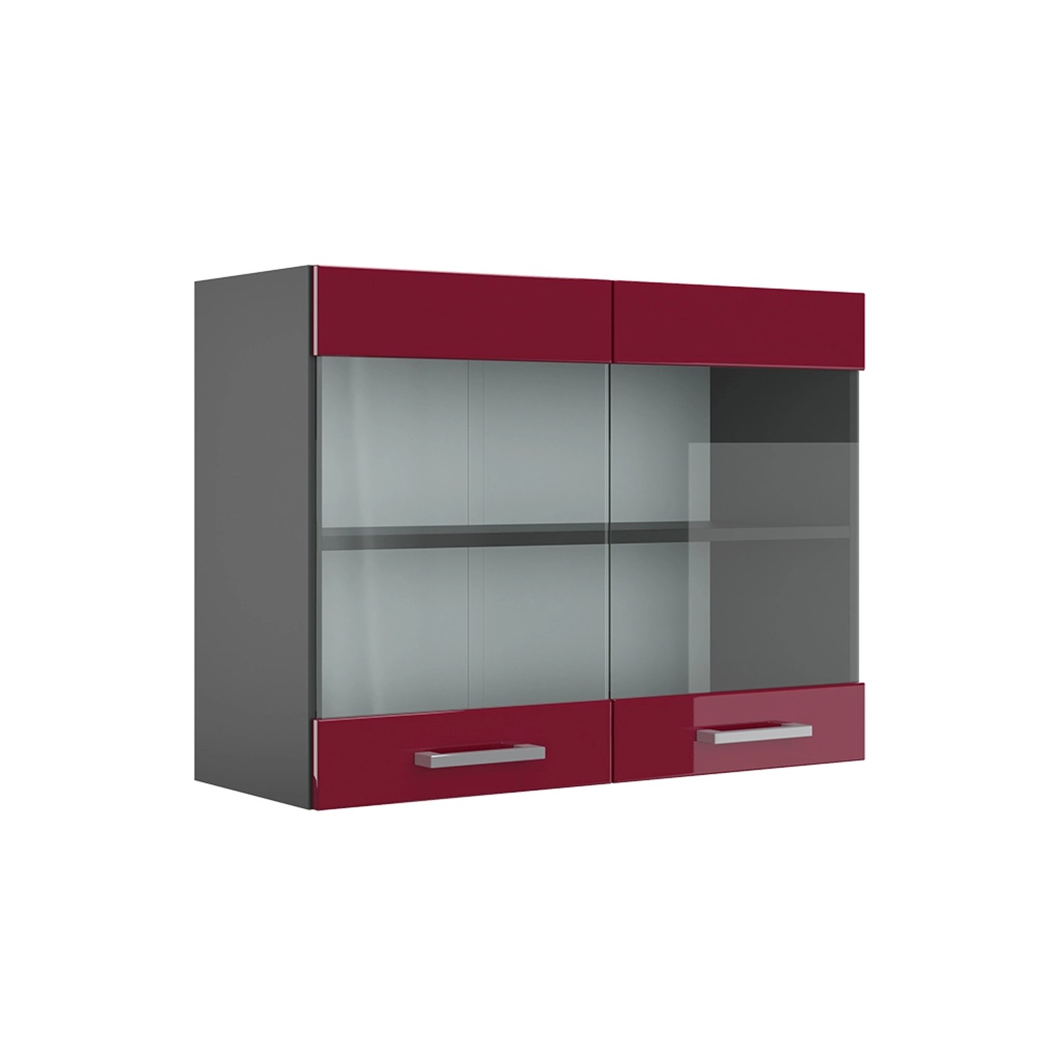 Vicco Glashängeschrank R-Line, Rot Hochglanz/Anthrazit, 80 cm günstig online kaufen