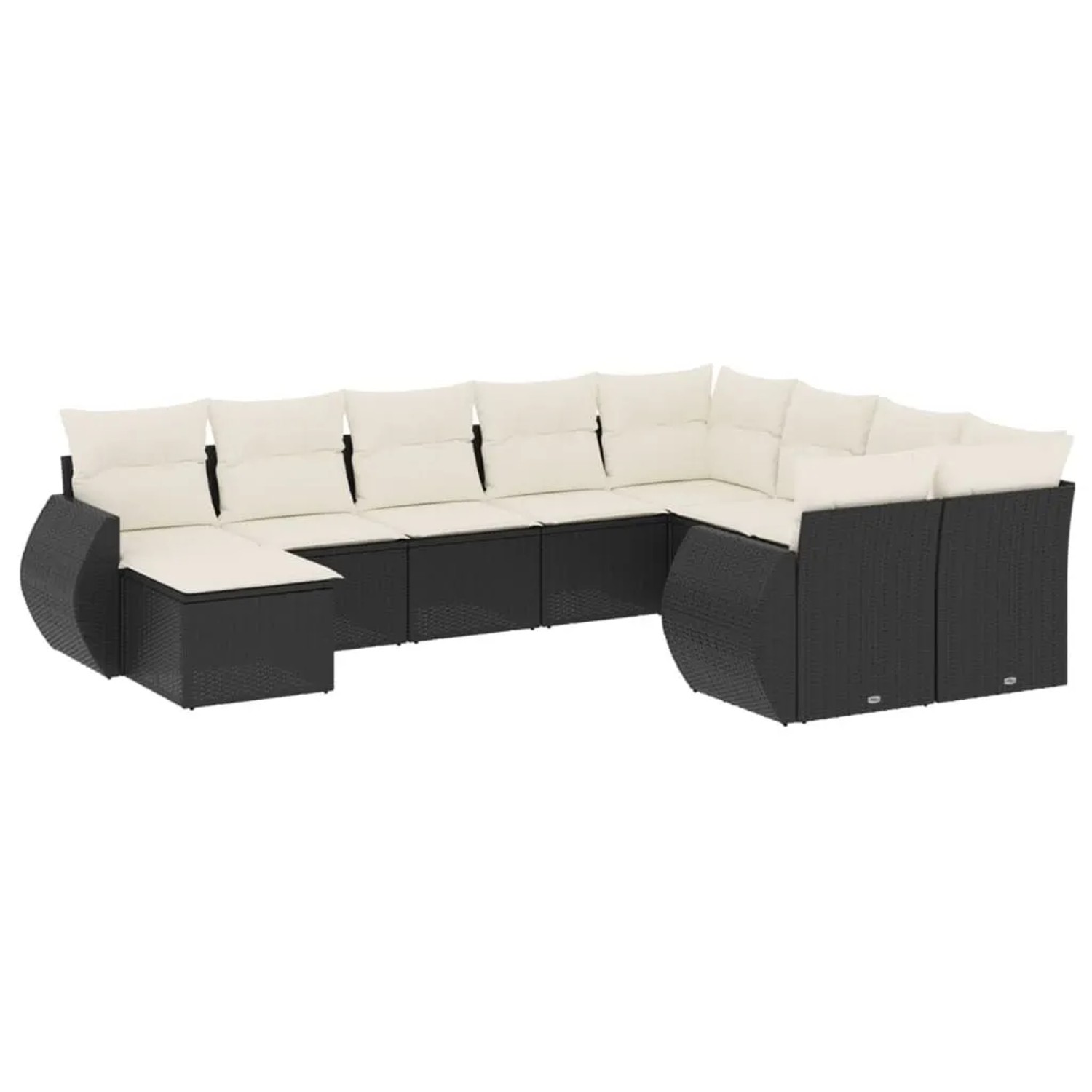 vidaXL 10-Tlg Garten-Sofagarnitur mit Kissen Schwarz Poly Rattan 3221855 günstig online kaufen