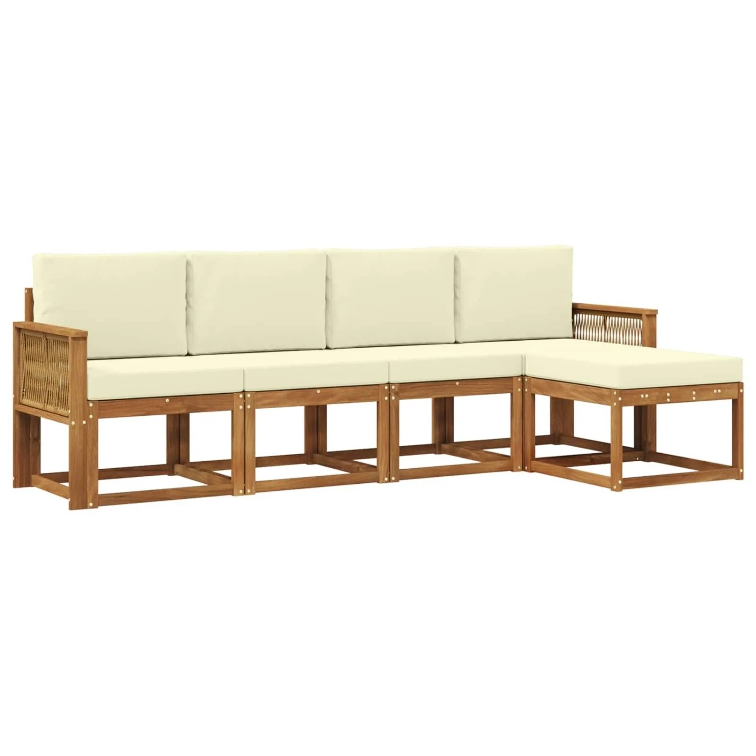 vidaXL Outdoor-Sofagarnitur 5 Stk Natur und Creme Polyester 3385136
