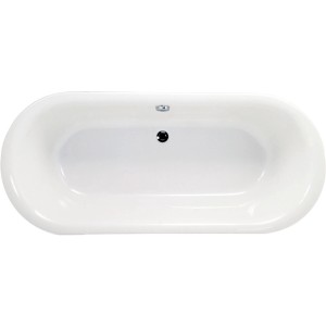 Freistehende, ovale, weiße Sanitop-Wingeroth Duobadewanne Ovo Solo, 180 cm, ohne Schürze.