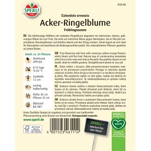Sperli Acker-Ringelblume Frühlingssonne, gelbe Blüte, Calendula arvensis, Samentüte.