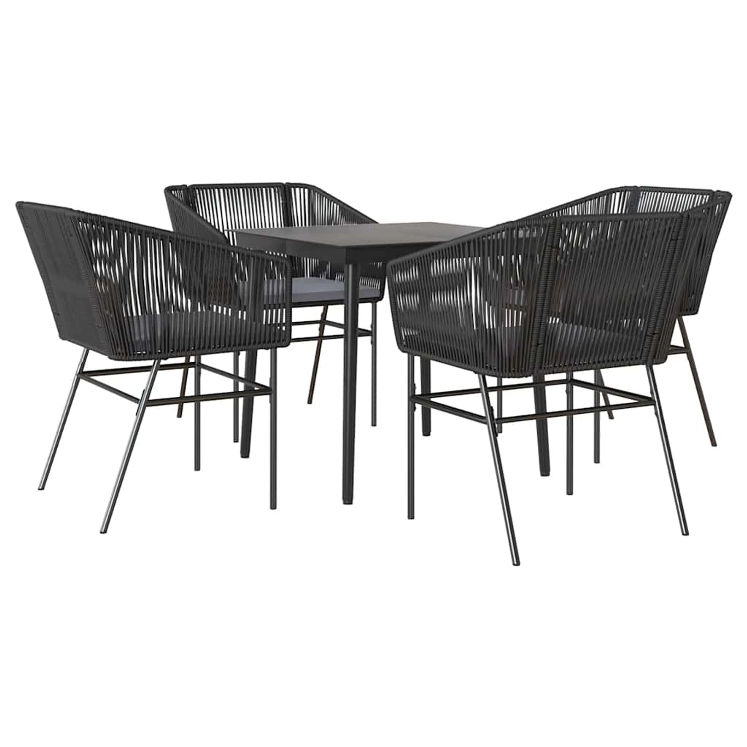 vidaXL 5-Tlg Garten-Essgruppe mit Kissen Schwarz Poly Rattan Glas 3334514 günstig online kaufen